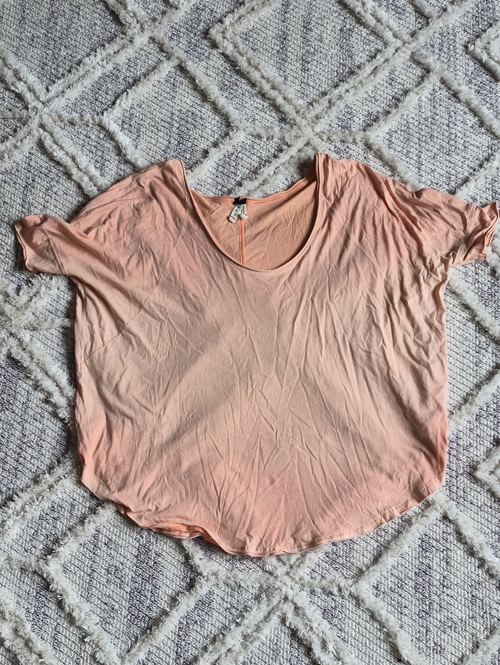 Free People Peach Pink Soft Knit Oversized Hi-Low T-Shirt Top Size Small